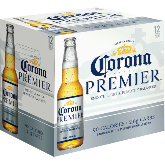 Corona Premier Light Beer - 12 bottles / 12oz - This Mexican lager style beer is made with barley malt, unmalted cereals, hops, and bottom-fermenting yeast. The result is a perfectly balanced and drinkable Corona beer with a touch of sweetness and a clean, pleasantly dry finish.