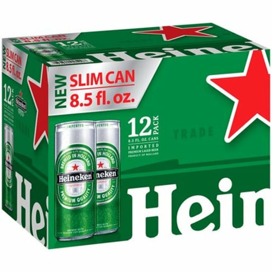 Heineken Slim Cans Lager - 12 cans / 8.5oz - Heineken is a full-bodied premium lager beer with deep golden color, a mild bitter taste and a balanced hop aroma leaving a crisp, clean and refreshing finish. Did you know that Heineken Lager contains just three natural ingredients? Water, malted barley, and hop extracts.