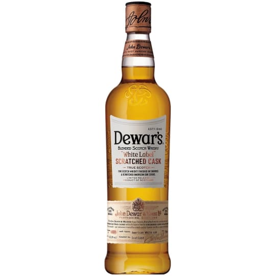 Dewar's White Label Scratched Cask Whiskey Scotch - 750mL - Thick wedge of vanilla and fudge with oaky accents, a dusty mouthfeel pulling in vanilla, light lemon, milk chocolate, and sweet toffee, ending on a cocoa powder note. Compared with regular White Label, this is less obviously sweet and creamy, adds complexity, and opens a bourbon connection.