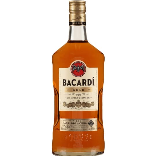 Bacardi Gold Rum - 1.75L - Bacardi Gold offers a richer and deeper profile than Bacardi Carta Blanca. It is a slightly golden rum with smooth oak notes and touches of vanilla and butter caramel. It can be enjoyed straight or in elegant cocktails, such as El President (the original Rum Manhattan).