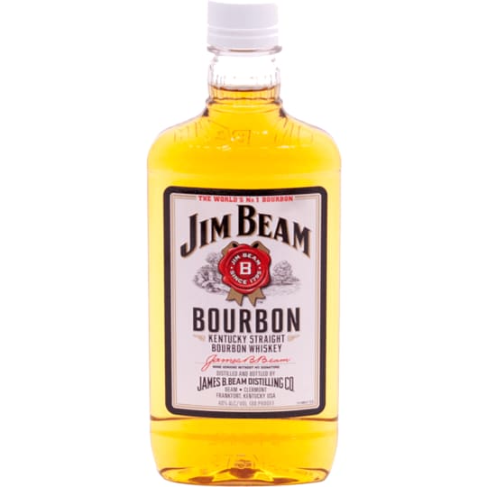 Jim Beam White Bourbon Whiskey - 375mL - This giant of the category is aged for four years in oak barrels to create a smooth, mellow taste with hints of spice. It has quite a high percentage of rye in the mashbill.