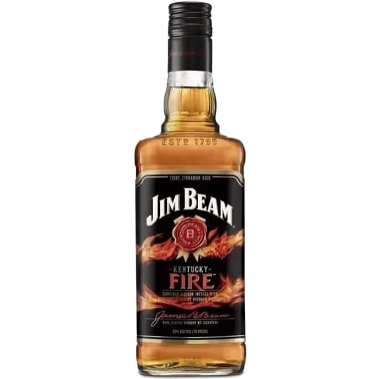 Jim Beam Kentucky Fire Bourbon Whiskey - 750mL - This signature mix of cinnamon liqueur and Kentucky Straight Bourbon Whiskey will fire up any drink with a touch of cinnamon spice. Plus, it makes for one hell of a shot.