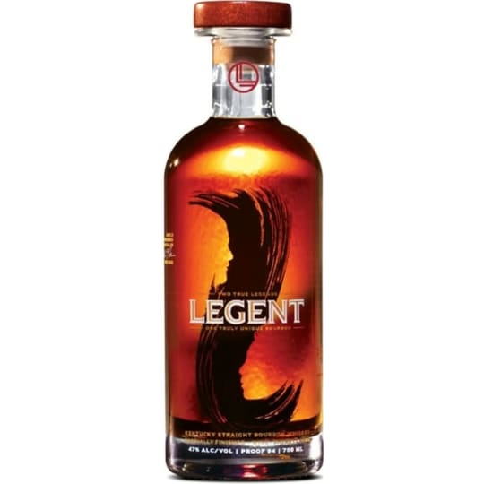 Legent Whiskey Bourbon - 750mL - Legent is a blend of three Jim Beam bourbons, two which are secondary cask finished. It's a blend of sherry, red wine, and bourbon barrel finishes. The sherry casks tend to lend more spice, raisin, and dried fruit flavors, while the French oak red wine casks impart more mild, fruity flavors.