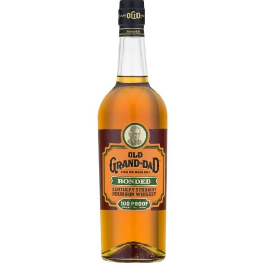 Old Grand-Dad Bonded 100 Proof Whiskey Bourbon - 750mL - This high rye bourbon delivers the flavors of sweet corn, brown sugar, heavy maple syrup, and a charred but surprisingly smooth finish accompanied by very little burn. At this price and with this proof, you will not beat this bourbon.