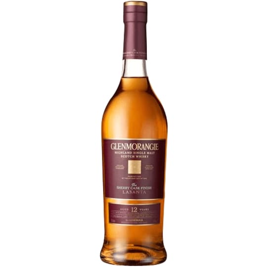Glenmorangie 12 old Year Whiskey Scotch - 750mL - Glenmorangie Lasanta flaunts an age statement of 12 years old. Lasanta is a finished in both oloroso and Pedro Ximenez sherry casks and it means 'warmth and passion' in Gaelic.