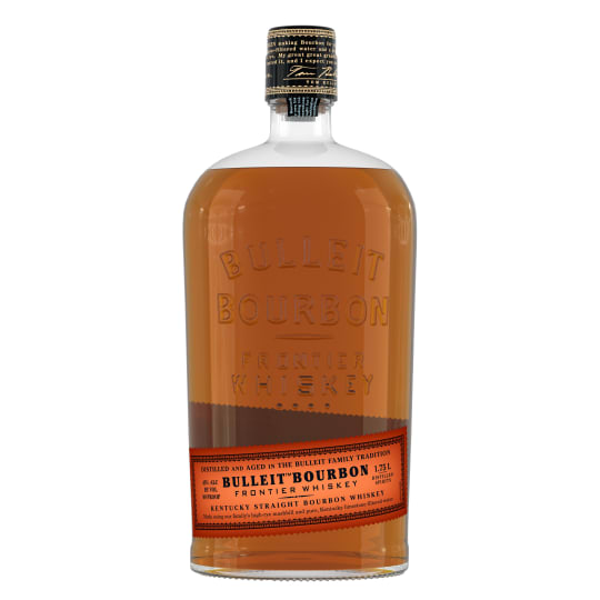 Bulleit Bourbon Whiskey - 1.75L - Oaky, smoky, and spicy. The dry, clean flavor is mellow and spice with rye, not hot in the throat. This 90-proof Kentucky bourbon delivers a wonderfully complex taste with hints of vanilla and honey and a long smoky finish.