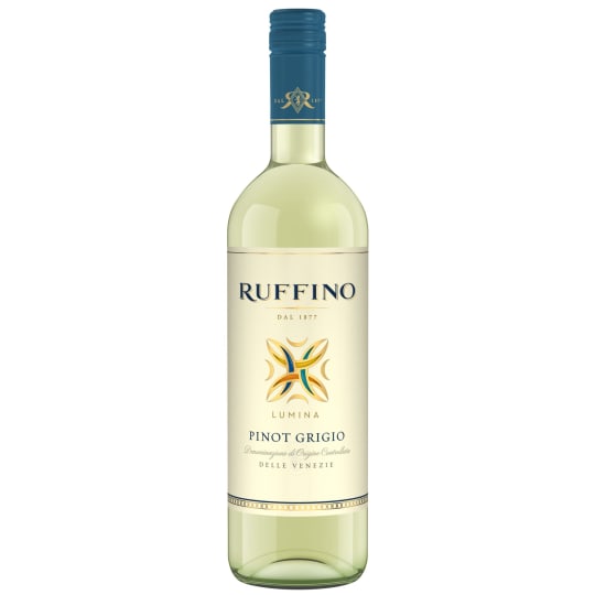 Ruffino Lumina DOC Pinot Grigio - 750mL - The bouquet is fresh and complex, showing refined notes of sage and mint accompanied by an elegant minerality typical of Pinot Grigio. Tasting profile: Medium bodied, lively, and elegant. A touch of minerality lingers in the finish, with notes of lemon peel.