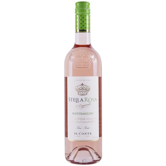 Stella Rosa Watermelon - 750mL - Stella Rosa Watermelon is a proprietary blend of several Italian white grape varietals including White Moscato (an indigenous grape variety from Piedmont, Italy), and a touch of Barbera for color.