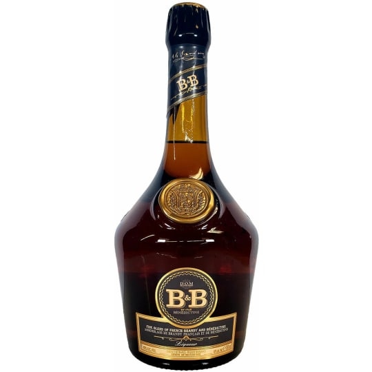 Dom Benedictine B&B Fine Cognac - 750mL - B&B is a proprietary matured blend of French brandy and Benedictine, that requires a process of over 2 years to create and balance. Mellowing the Blend in Oak Barrels produces the signature taste of B&B, balancing bold depth of flavor with a mellow finish.
