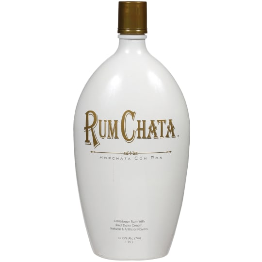 RumChata Cream Flavored Rum - 1.75L - RumChata is a cream liqueur manufactured in Wisconsin. The recipe includes rum, dairy cream, cinnamon, vanilla, sugar, and other flavorings. The drink has been manufactured in Pewaukee, Wisconsin, since 2009. Its name is a portmanteau of rum and horchata; the liqueur is designed to taste like a mixture of the two.