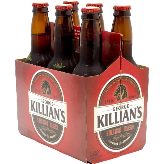 George Killan's Red Irish Lager - 6 bottles / 12oz - George Killian's Irish Red is an authentic Irish lager based on an original family recipe that dates to 1864 in Enniscorthy, Ireland. Using only pure spring water and the finest caramel malts, roasted longer and slower, give the brew a rich red color and distinctive taste.