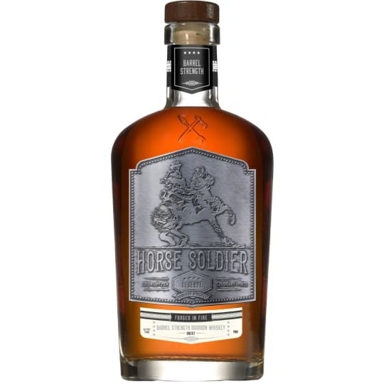 Horse Soldier Barrel Strength Whiskey Bourbon - 750mL - HORSE SOLDIER BARREL STRENGTH BOURBON WHISKEY is a uniquely complex “wheated” bourbon that has matured for a minimum of 6 years in new American white oak barrels. Our barrel strength offering is uncut and non-chill filtered.