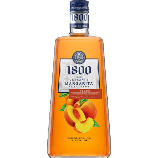 1800 Ultimate Peach Margarita - 1.75L - An exceptional blend of premium tequila with natural, juicy peach and lime flavors. A southernly charming cocktail with a refreshingly sweet yet tangy balance. Beginning with tequila and buttery peach flavors, it finishes with light citrus and fuzzy peach skin. Delicious on the rocks or blended with ice. Chill, pour, enjoy.