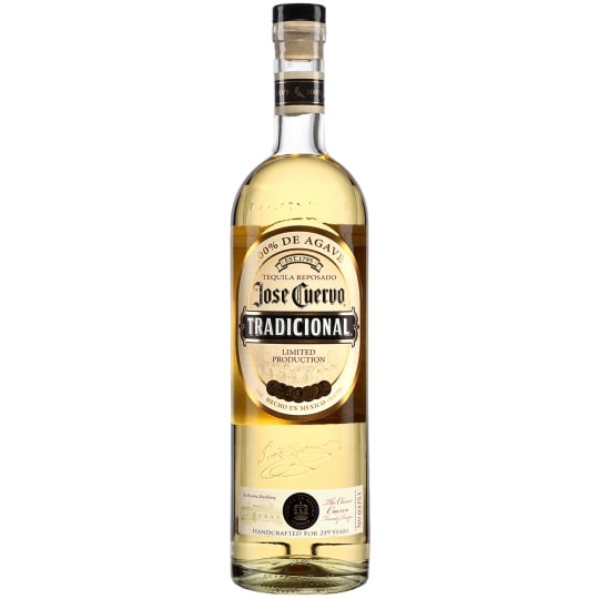 Jose Cuervo Tradicional Resposado Tequila - 750mL - Tradicional Reposado is 100% Blue Agave rested tequila. It has been aged in oak barrels for a minimum of two months, giving it the smooth and subtle complexity that aficionados seek. Tradicional is the original Cuervo tequila, and it is still the number one premium tequila in Mexico.
