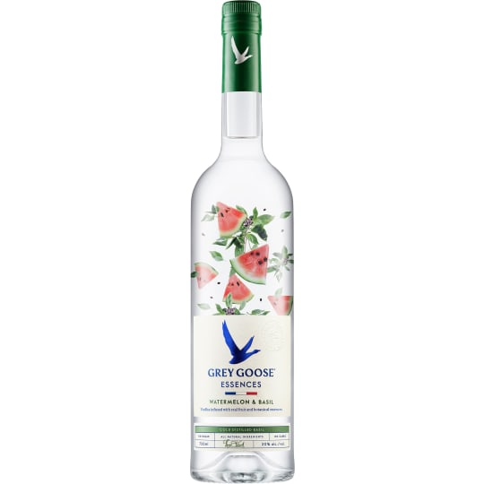 Grey Goose Essences Watermelon Basil Flavored Vodka - 750mL - Rich, juicy rosé melon and garden-picked peppery basil meet for a taste that's bright and refreshing. This unique spirit is vodka infused with real fruit and botanical essences, perfect for a simple cocktail.