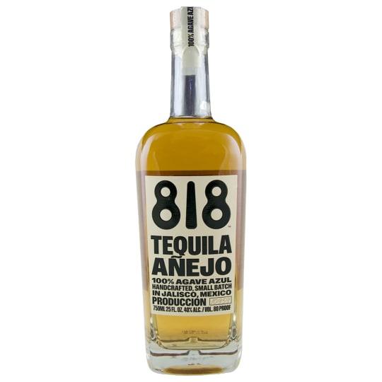 818 Tequila Añejo-750ml - Handcrafted in small batches in Jalisco, Mexico. Aged in a blend of French and American oak barrels to create an Anejo of great complexity with dark amber color, aroma of caramel and almond, a flavors of roasted vanilla bean and very long and smooth finish.