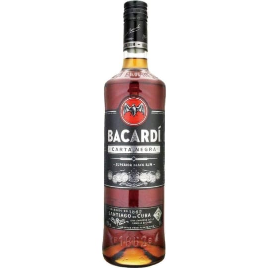 Bacardi Superior Black Rum - 750mL - Bacardi Black is a medium body black rum that balances the light profile of the Bacardi rums with the robust flavor and intensity of the black rums category. Its profile is smokier and of a darker color, which comes from a heavier burning in the barrels for one of its Aguardiente components.