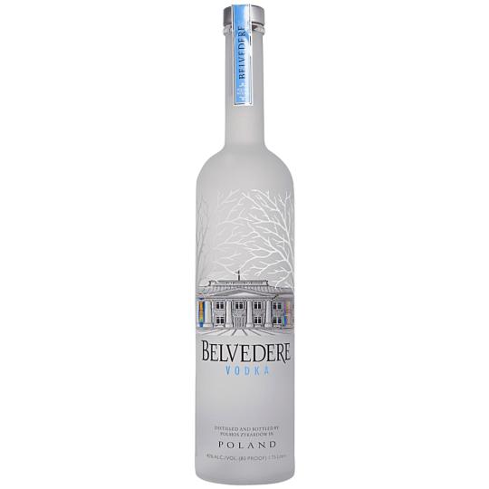 Belvedere Vodka-1L - Poland- Named after the Belvedere Palace, formerly home to Polish royalty and presidents. Handcrafted in small batches and distilled four times. Produced from 100% Dankowskie Gold Rye. Incredibly smooth and velvety. Enjoy chilled neat or in clean, simple cocktails.