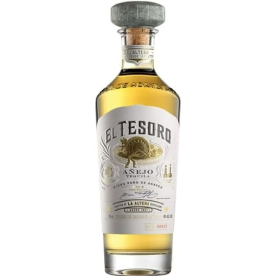 El Tesoro Añejo Tequila - 750mL - Inviting aromas and flavors of honey-drizzled grapefruit, sweet apple compote, toffee, and sweet chamomile tea with a round, vibrant, dryish light-to-medium body and a peppery, elegant, medium-long finish with notes of pink peppercorns, ginger, and graphite.