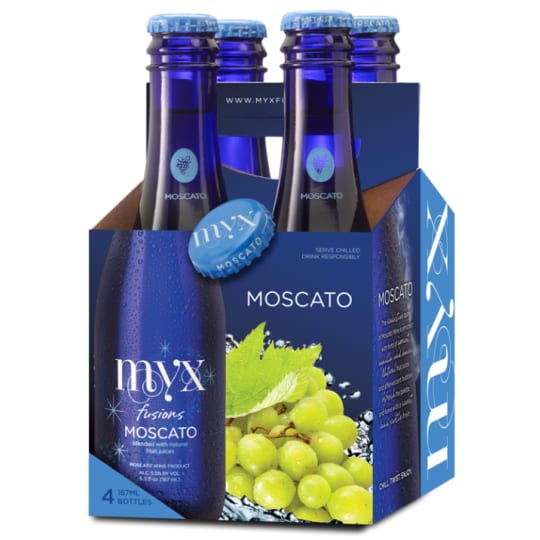 Myx Moscato 4 x 187ml Bottles - 5.5% ABV. The seductive taste of Moscato Wine is enriched with hints of apricot, vanilla, and honey. Natural fruit juices and effervescent bubbles refresh the palette and leave with a sweet and subtle finish.