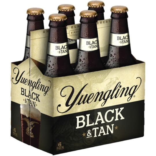 Yuengling Black & Tan 6 Pack Bottles - Black and Tan combines 60% of our popular Dark Brewed Porter and 40% of our Premium Beer to create a brew that is rich and dark in color with hints of caramel and coffee from the dark roasted malts. 4.6% ABV.