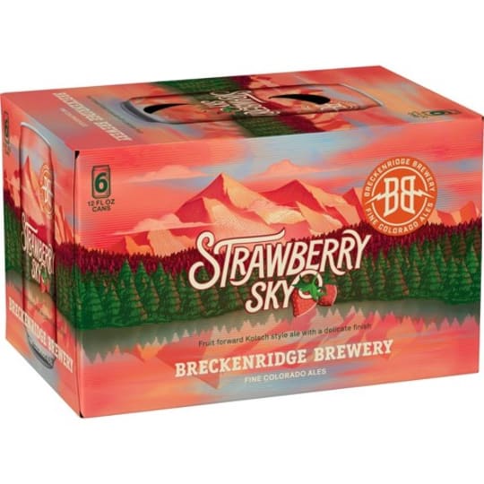 Breckenridge Brewery Strawberry Sky - 6 cans / 12oz - Paying homage to the classic, drinkable Kolsch style, this light-hearted ale is made for you to sit back, relax and enjoy the brew. Sweet strawberry notes set behind Huell Melon hops to create shining complexity that bursts with fresh fruit flavors of strawberry, and honeydew. Every sip of Strawberry Sky could brighten your horizon.