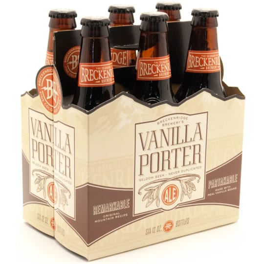 Breckenridge Brewery Vanilla Porter - 6 bottles / 12oz - Who would have thought deep in the jungles of Papua New Guinea and Madagascar grew the perfect ingredient to build an extraordinary Porter in Colorado? An ale that has all the chocolate and roasted nut flavor of a classic Porter with an enigmatic surprise thrown in for good measure real vanilla bean. Breckenridge Brewery's Vanilla Porter. A vanilla kiss in a rich dark sea.