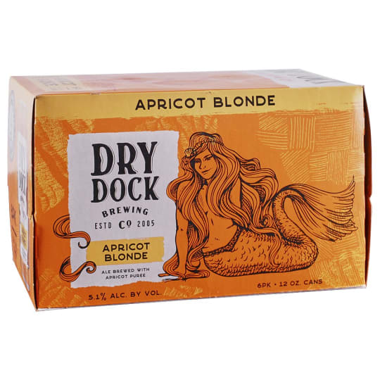 Dry Dock Brewing Apricot Blonde - 6 cans / 12oz - A misty golden blonde ale fermented with shiploads of fruit. A crisp, clean finish and just enough apricot to make this a favorite. Combine with sunshine and friends for full effect.