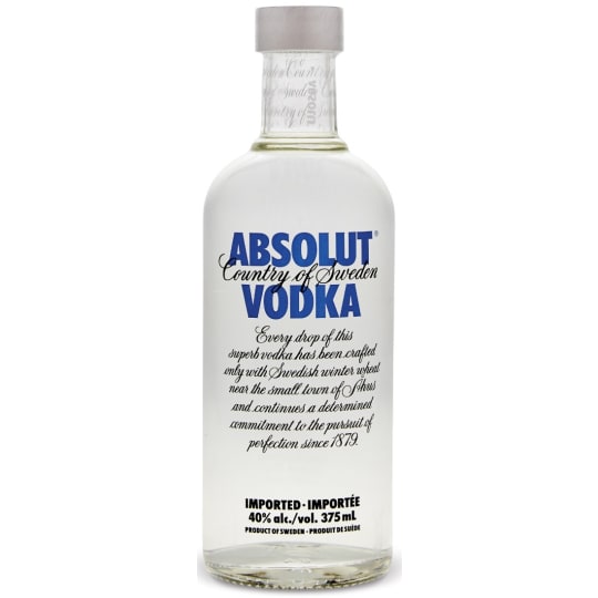 Absolut Vodka - 375mL - Absolut Vodka was first launched in New York in 1979. It soon became the talk of the town, in the US and eventually of the world. But the recipe behind the clean and natural taste of Absolut is actually older than 30 years. So is the 18th century medicine bottle found in an antique store in Stockholm, Sweden that gave inspiration to the iconic Absolut Vodka bottle.