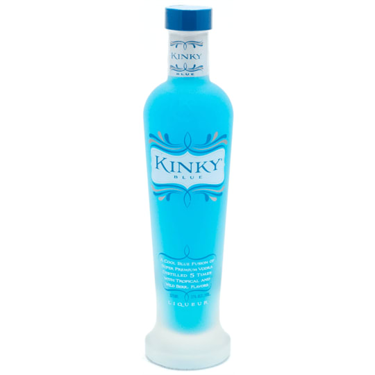 Kinky Blue Liqueur - 750mL - Things are about to get lively, and not like your Aunt Rita polka lively. When someone busts out this blue fruity fusion of premium vodka all bets are off and the fun is on. With tropical wild berry flavors there is no end to the mixing you can do with this baby. When the Kinky Blue comes out, the shoes come off.
