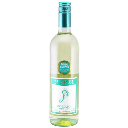 Barefoot Moscato - 750mL - Delightfully sweet with lush fruity aromas. Hints of citrus skip across flavors of juicy peach and ripe apricots. A bright, crisp finish dances in at the end. This white wine is a bit sweeter than our Riesling.