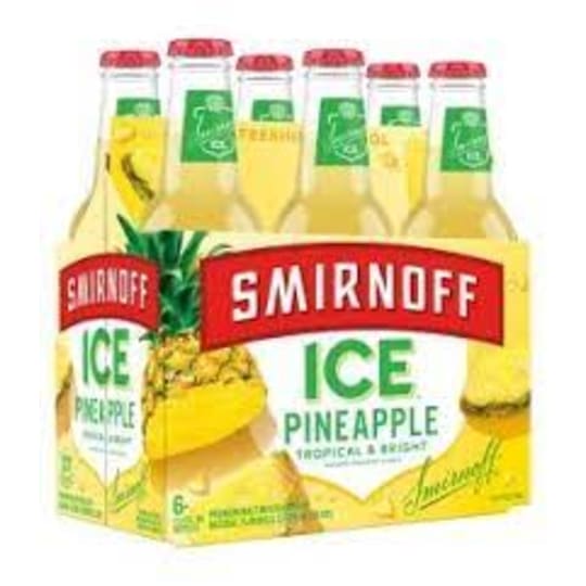 Smirnoff Pineapple 6 Pack 12oz Bottles - 4.5% ABV.