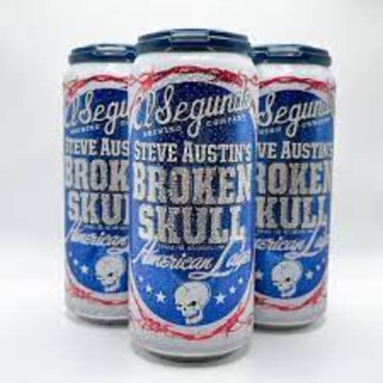 El Segundo Broken Skull Lager 4 Pack 16oz Cans -  Brewed with the best American-grown barley and hops, Broken Skull American Lager goes down as easy as a three-day weekend. 4.8% ABV.