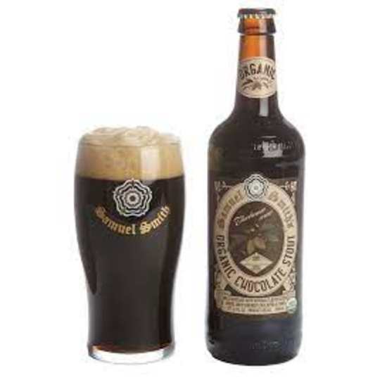 Samuel Smith Organic Chocolate Stout 550ml Single  Bottle -  the gently roasted organic chocolate malt and organic cocoa impart a delicious, smooth and creamy character, with inviting deep flavours and a delightful finish – this is the perfect marriage of satisfying stout and luxurious chocolate.