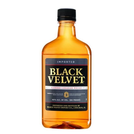 Black Velvet Blended Canadian Whiskey - 375mL - Yellow amber color. Brown butter and roasted nut aromas. A brisk entry leads to a dryish light-to-medium body of light caramel, nuts, and reeds. Finishes with a dusty peppery hot fade.