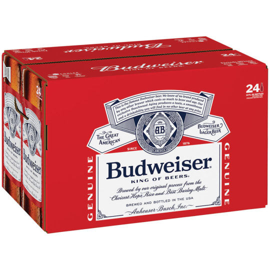 Budweiser Pale Lager - 24 bottles / 12oz - Budweiser beer is a medium-bodied, American-style lager beer. Brewed with high quality barley malt, a blend of premium hop varieties, fresh rice and filtered water, this American beer is crisp and full of flavor.