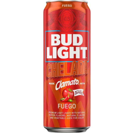 Bud Light Chelada Fuego Beer - 1 can / 25oz - Bud Light Chelada Fuego has the perfect balance of crisp Bud Light, authentic Clamato and fiery spices. Bud Light Chelada Fuego will deliver an authentic kick of heat & spiciness, while still being a refreshing & delicious.