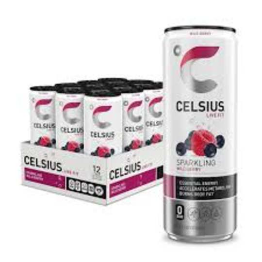 Celsius 12 Pack Cans Sparkling Wild Berry - 