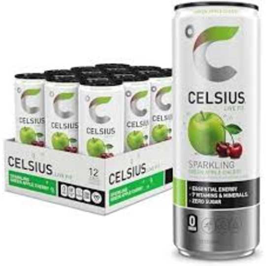 Celsius 12 Pack Cans Sparkling Green Apple Cherry - 