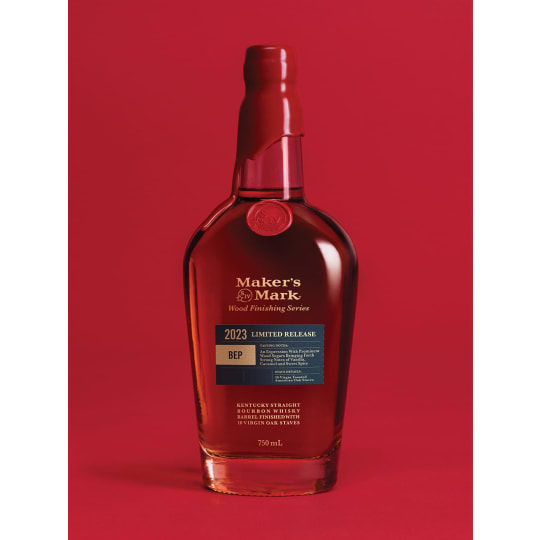 Maker's Mark Wood Finishing Series BEP 2023 750ml - Lower barrel entry proof. Bigger flavor. This limited-release bourbon showcases the influence of Maker’s® unique, 110 barrel entry proof (also known as BEP). It was crafted to amplify the balanced wood sugars, softer tannins and lasting finish achieved with our low 110 BEP. Special finishing staves were used to amplify notes of vanilla and sweet spice that naturally occur from lower BEPs.    BEP is the fifth and final bourbon in this chapter of the Wood Finishing Series. Be sure to keep an eye out for our next series.