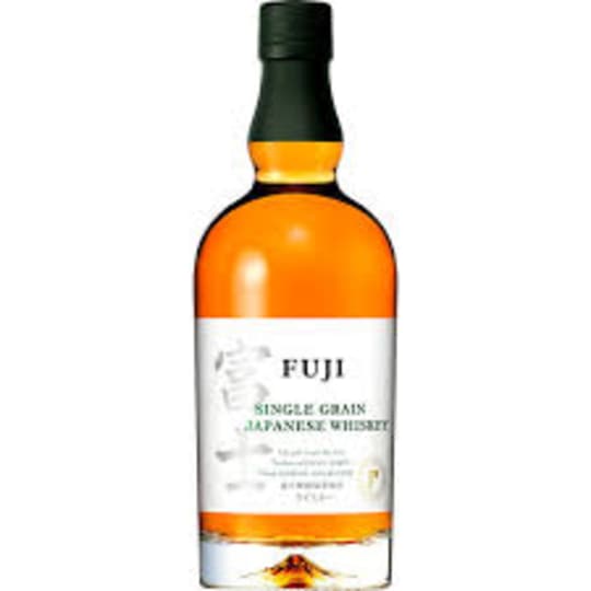 Fuji Single Grain Japanese Whiskey - 750mL - Fuji Single Grain Japanese Whisky is a highly acclaimed premium spirit crafted by the Fuji Gotemba Distillery at the foot of Mount Fuji. Bottled at 46% ABV, it masterfully combines three distinct grain whiskies (Bourbon-style, Canadian-style, and Scotch-style) to deliver an award-winning, exceptionally smooth, and fruit-forward profile.