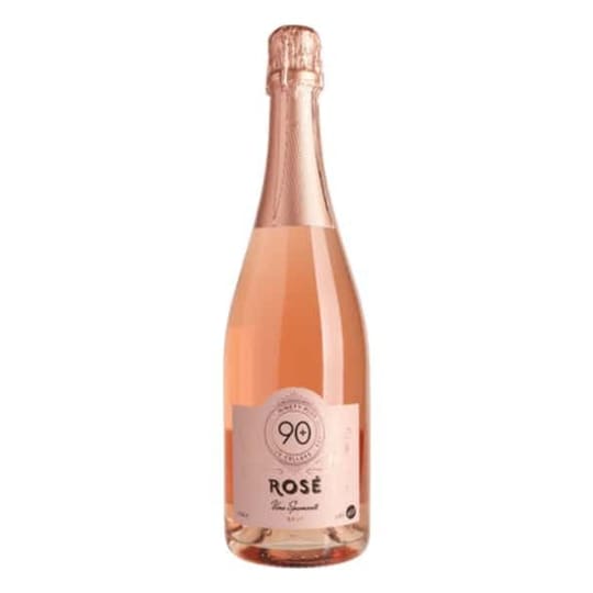 90+ Cellars Prosecco Rose - 750mL - 90+ Prosecco Rosé is a dry sparkling wine from the Veneto region, made primarily from Glera with a touch of Pinot Noir for color and red fruit expression. It opens with bright notes of strawberry, raspberry, red cherry, and citrus, with soft floral undertones and a light, crisp palate supported by fine, lively bubbles.  It stands out for its clean, fruit-forward profile and approachable style, offering a refreshing rosé Prosecco that balances easy drinking with a touch of red-fruit depth.
