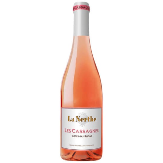 Château La Nerthe Les Cassagnes Rosé - 750mL - Château La Nerthe Les Cassagnes Rosé is a Rhône Valley rosé from the historic Châteauneuf-du-Pape producer Château La Nerthe, made primarily from Grenache, Cinsault, and Syrah. It shows fresh aromas of wild strawberry, raspberry, citrus peel, and white flowers, with a crisp, dry palate and a clean, mineral-driven finish.  It stands out for its connection to one of the Southern Rhône’s most respected estates, offering a more structured and terroir-driven expression of rosé that balances bright red fruit with subtle depth and refinement.