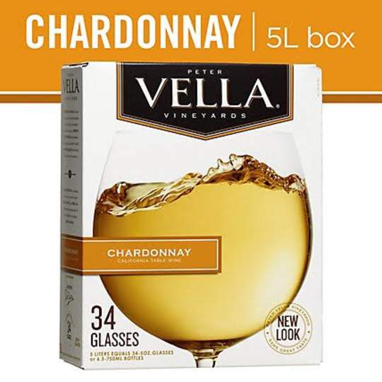 Peter Vella Chardonnay - 5L - Peter Vella Chardonnay is a California-style Chardonnay offering a smooth, approachable profile in a convenient 5L box format. It shows notes of ripe apple, pear, and tropical fruit with soft oak character and a rounded finish.  A practical large-format choice for everyday enjoyment and gatherings, it delivers easy-drinking Chardonnay flavor with excellent value and convenience.