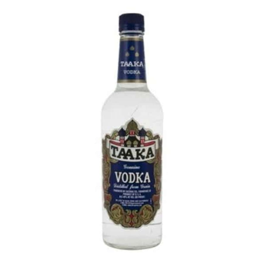 Taaka Vodka 750 ml - Taaka Vodka is an inviting vodka that's simply versatile. It's four times distilled and charcoal filtered to get a mellow taste that's ideal for mixing drinks.