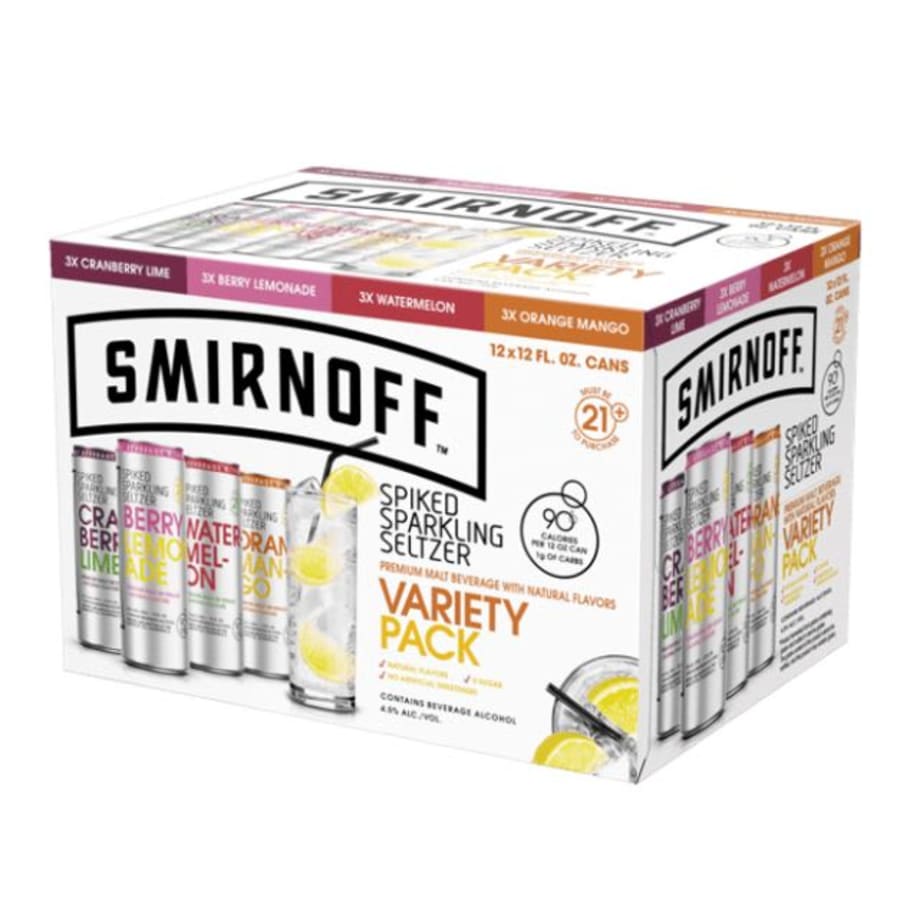 SMIRNOFF SPIKED SPARKLING SELTZER VARIETY 12OZ 12PK CAN SMIRNOFF SPIKED SPARKLING SELTZER VARIETY 12OZ 12PK CAN -