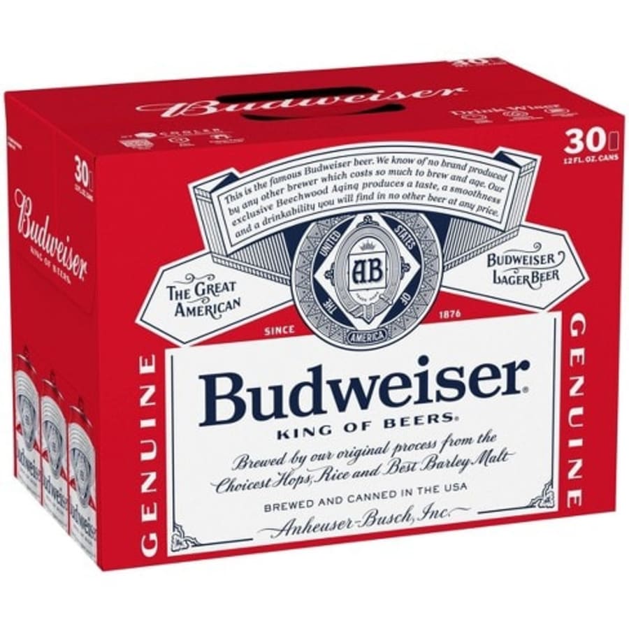 BUDWEISER 12 OZ 30PK CAN - 