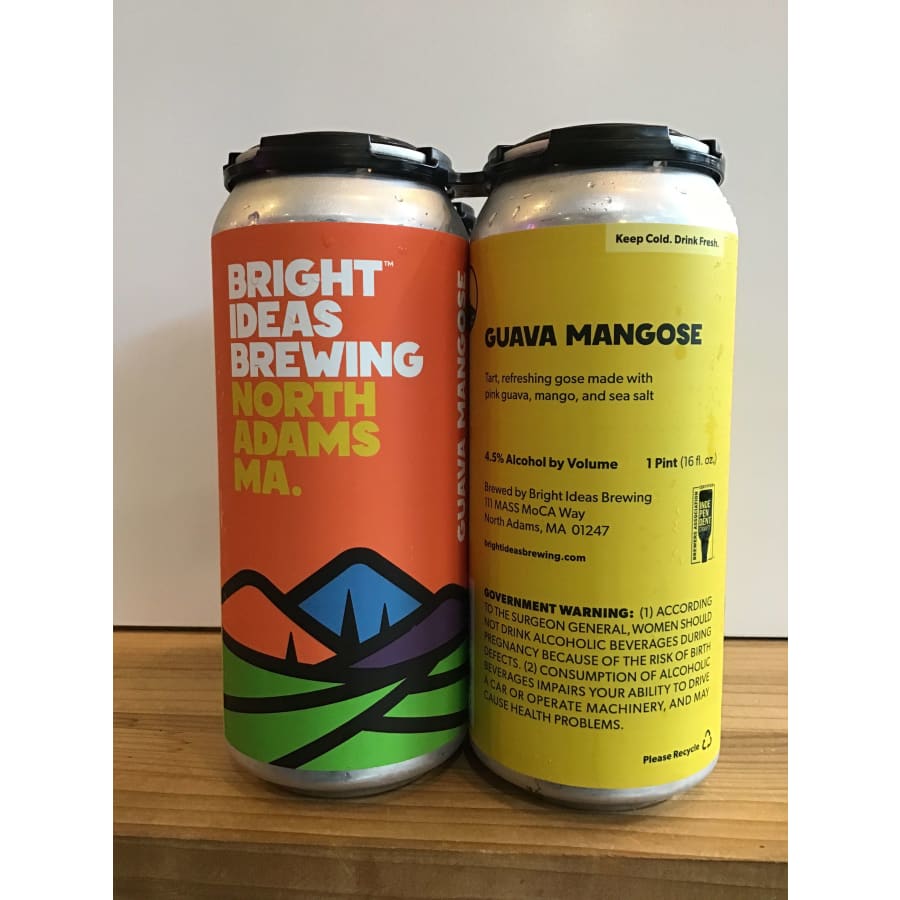 Bright Ideas Brewing Guava Mangose 4PK-16OZ - Guava Mangose is tart, refreshing goes made with pink guava, mango, and sea salt.  From Bright Ideas Brewing, North Adams 