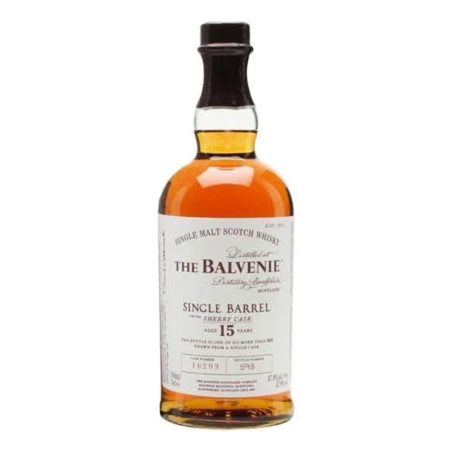 The Balvenie 15 Year Old Sherry Cask Single Barrel Scotch Whisky 750ml - The Balvenie 15 Year is an artisanal Speyside whiskey that hones every element of its craftsmanship. It's matured in a single European oak sherry cask for 15 years.