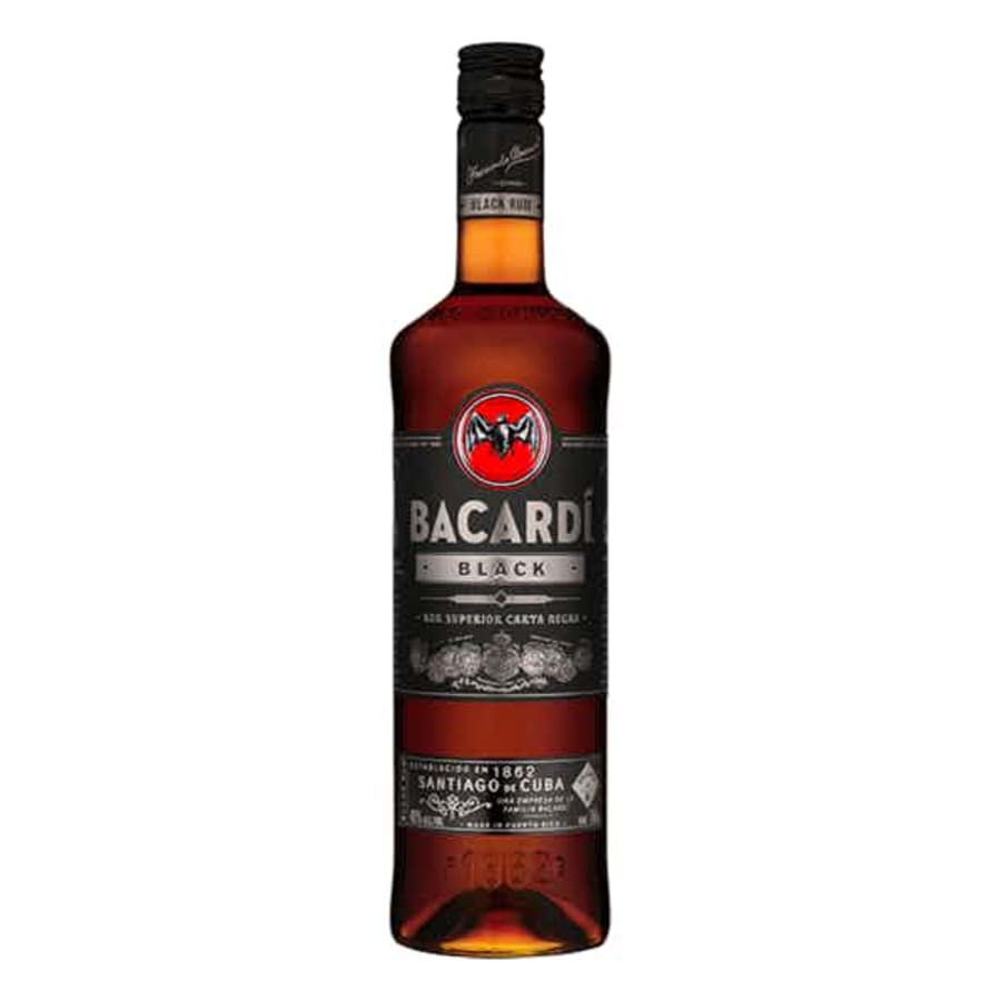 BACARDÍ Black Rum 750 ml - Bacardí black rum brings out midnight-dark flavors through a 1-3 year aging process in charred oak barrels and using a charcoal filter. Enjoy the swanky hints of tropical, smoky and molasses.
